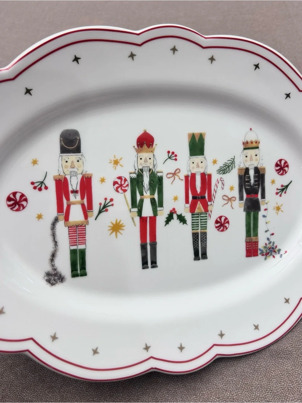 Grace Teaware Scalloped Holiday Royal Nutcrackers Serving Platter Porcelain New